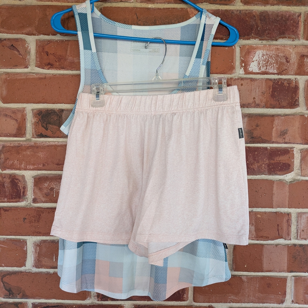 Eddie Bauer Blue and Pink Plaid Pajama Set